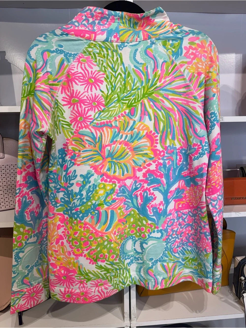 0003 Lilly Pulitzer Pink Turquoise Lime Green Zip Pullover - Picture 5 of 5